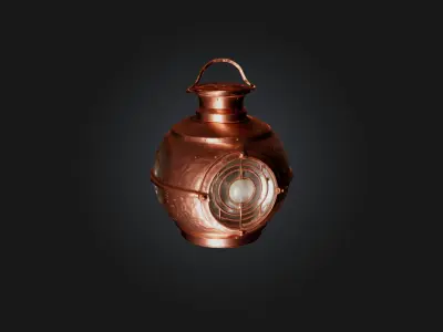 Worn-Out Copper Lantern Model Low-poly 3D model