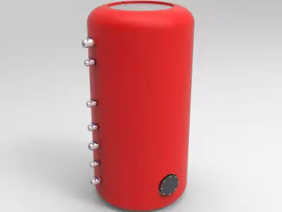 Boiler water bottle with silver buttons 3D model