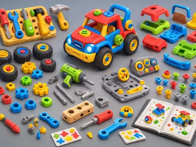 Cute Toy Train Assembly Kit  Modular Buildable Train with Tools  3D print model