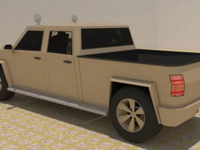 4 Door 4x4 Military Pick-up Truck Low-poly 3D model