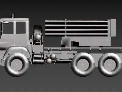 3D model of a military truck equipped 3D model
