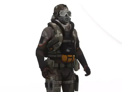 Advanced Fighter Pilot 3D Model Rigged Game Ready  Low-poly 3D model