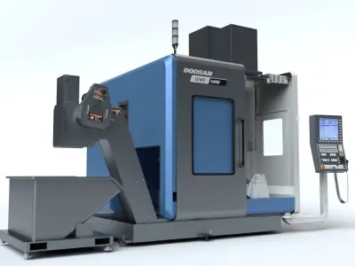 Doosan Milling  CNC Machine Rigged 3D model