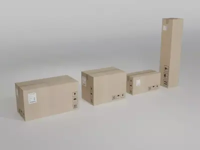 Collection of cardboard boxes 3D model