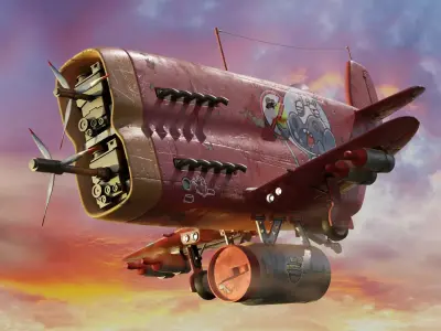 cartoon plane Free low-poly 3D model
