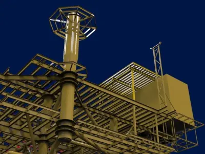 4 pile 3d platform Free 3D model