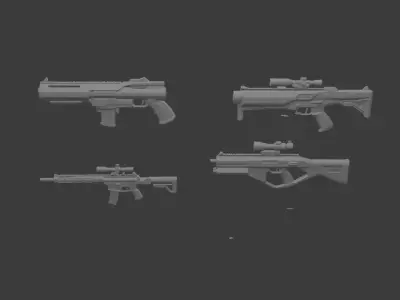 futuristic gun Low-poly 3D model