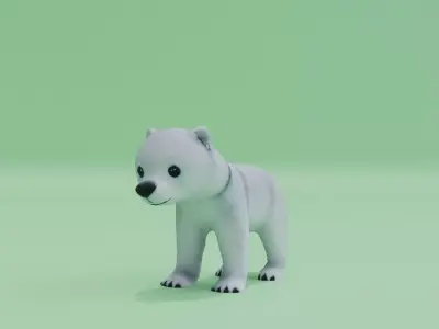 Baby Polar Bear Cute White Low-poly 3D model