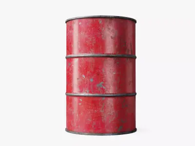 Steel Barrel - Red - Dirty 3D model