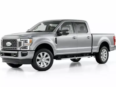 Modern Silver Heavy Duty Crew Cab Pickup Truck 3D model