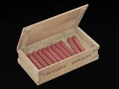 Dynamite Explosive Box Open Low-poly 3D model