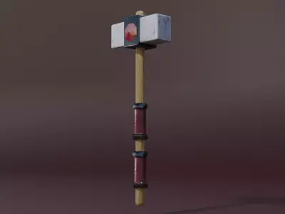 Stone hammer Low-poly 3D model