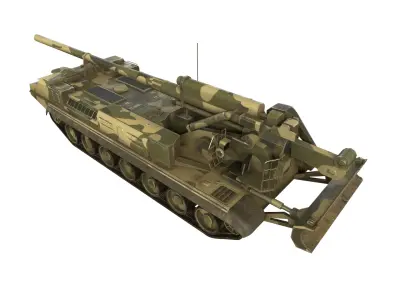2S7 Pion Low-poly 3D model