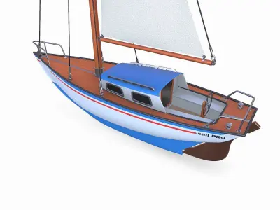 Sailing Yacht 02 Low-poly PBR Low-poly 3D model