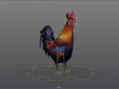 Rooster rigged animated and textured Low-poly 3D model