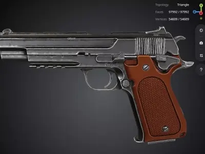 Bronze and Silver Pistol 3D model