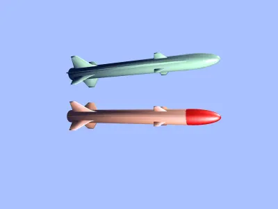 Missiles two jets flying in sky 3D model