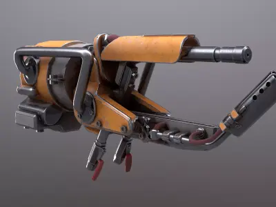 Game Ready PBR Flamethrower Gun Free low-poly 3D model