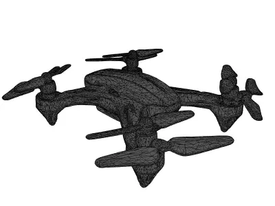 Futuristic Quadcopter Drone with Damage 3D model
