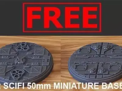 FREE PACK - 2 SCIFI MINIATURE BASES 50mm 3D Print Ready  Free 3D print model