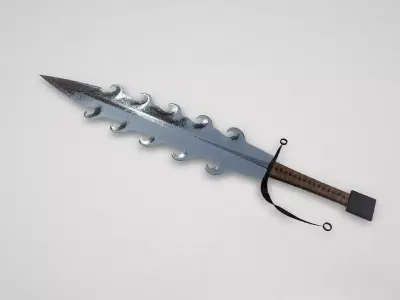 Game asset Silver Wave-Engraved Sword 3D model