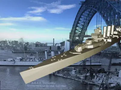 waterline WW2 HMAS Canberra 3D print model