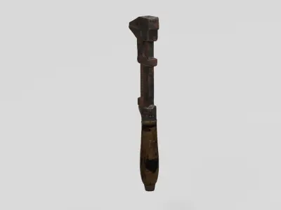 Rusty Tool Pipe Wrench 1 3D scan PBR 4K textures Low-poly 3D model