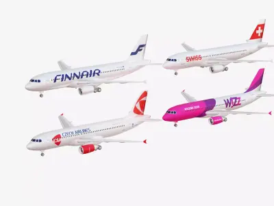 Bunde 4x Airbus A320 3D model