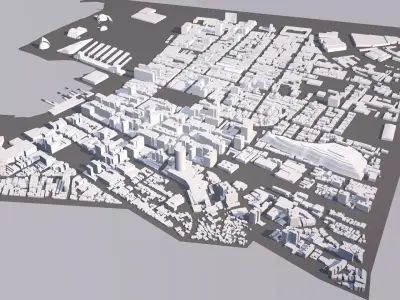 Urban highrise building building ancillary building commercial 3D model 14