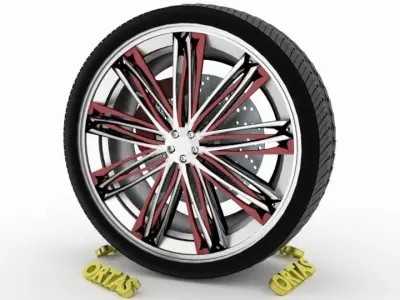 ORTAS CAR WHEEL RIM 105 GAME READY WHEEL RIM TIRE 3D model