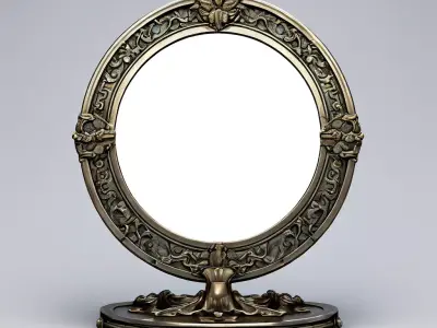 Antique Oval Table Mirror 3D Model Low-poly 3D model