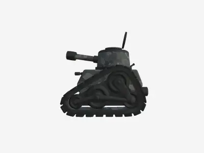 War Tank Cartoon A10 Black Camouflage - Military Vehicle Low-poly 3D model