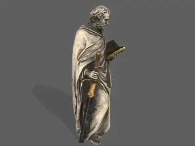 Old Man Statue Low-poly 3D model 5