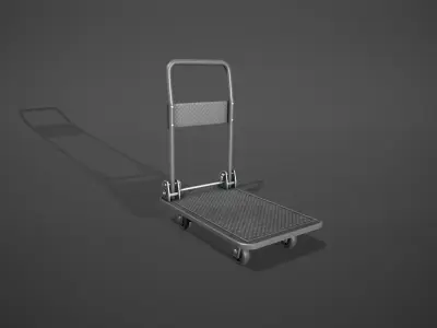 Folding Platform Truck Trolley - Grey Low-poly 3D model