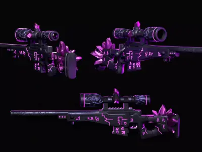 Crystal Sniper Rifle  Game Ready 3D Model Low-poly 3D model