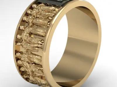 male ring  with antique statues 3D print model
