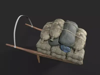 Wooden Cart Low-poly 3D model purchase