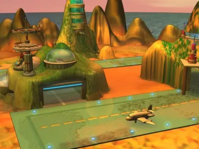 Island Base with Airplane 3D model