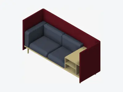 Furniture - Sofa - Contemporary - Flame - Corner Shelf - Right Low-poly 3D model
