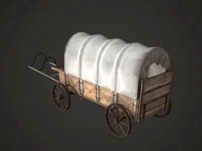 Wagon Low Poly covered Low-poly 3D model