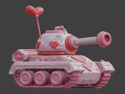 Stylized Valentine  Battle Tank 3D Model Low-poly 3D model