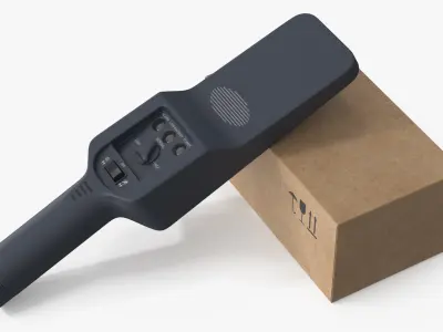 Handheld Metal Detector with Box Black 3D model