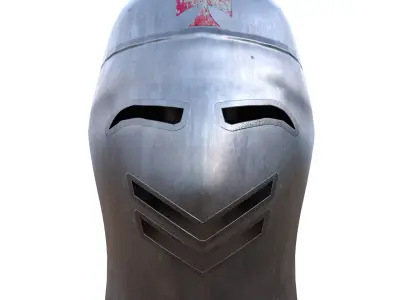 Medieval Templar Knight Helmet Low Poly PBR 3D Model Low-poly 3D model