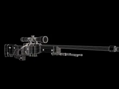 AWP Sniper Rifle Lowpoly Low-poly 3D model