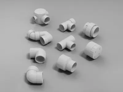 UPVC Pipe Fittings 3D Model Bundle 3D model