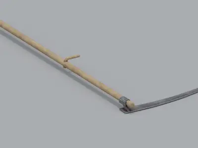 Scythe PBR wooden Low-poly 3D model