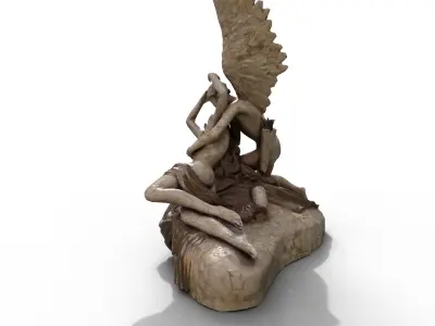 Lovers sculpture Low-poly 3D model