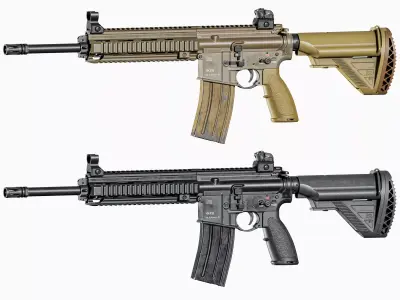 AR 15 Modular assault rifle HK416 Low-poly 3D model