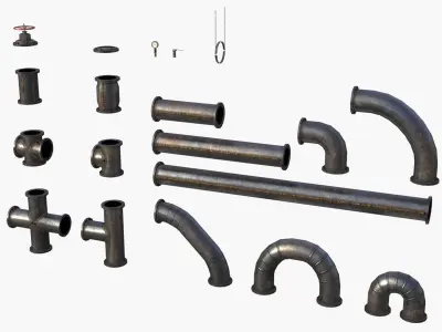 Old Metallic Pipes Low-poly 3D model