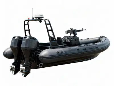 Tactical RHIB Rigid Hull Inflatable Boat 3D Model Low-poly 3D model